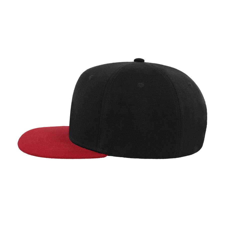 Бейсболка SNAP BACK 6 клиньев пластиковая застежка черный красный - фото 4