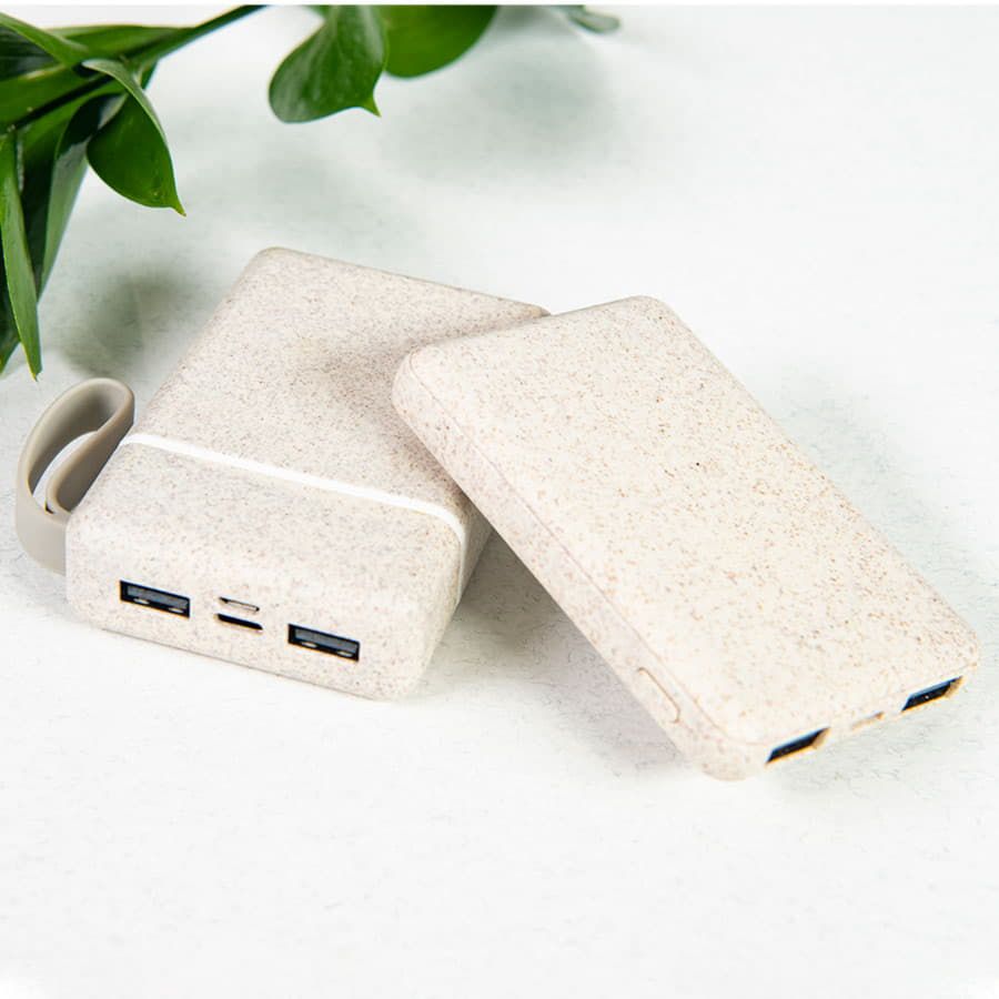 Универсальный аккумулятор WHEAT POWER 10 10000 mAh пластик с пшеничным волокном натуральный - фото 2