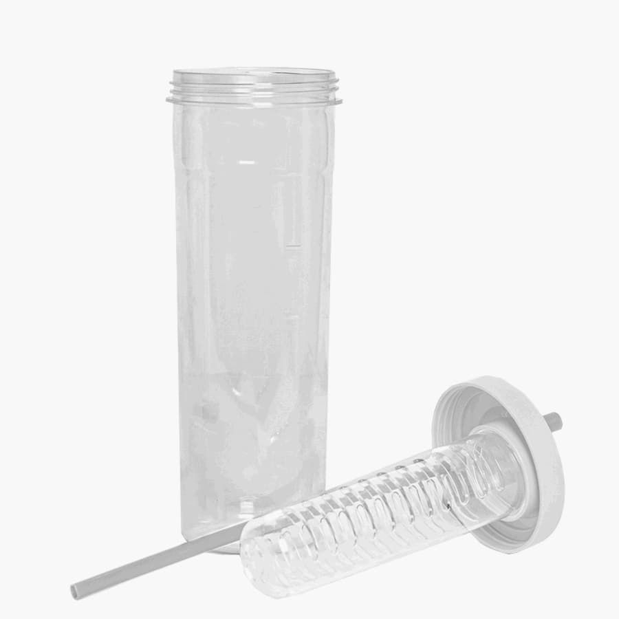 Бутылка для воды LONG DRINK с контейнером для фруктов и трубочкой 700мл прозрачный белый - фото 3
