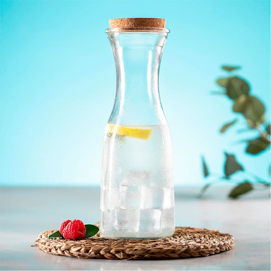 Графин LONPEL 1л 27,2х9,3см стекло пробковое дерево прозрачный - фото 3