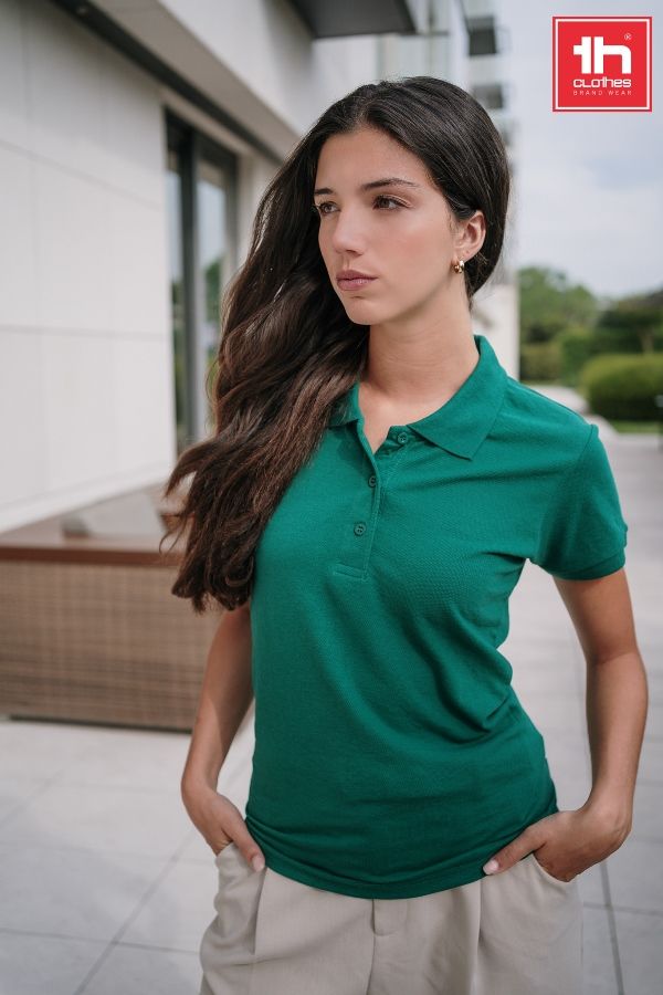 Рубашка-поло женская BERLIN WOMAN 200 темно-зелёный S - фото 6