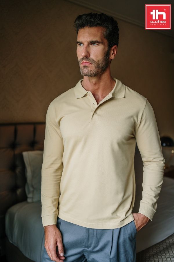 Рубашка-поло мужская BERN 210 с длинным рукавом бордовый 5XL - фото 2