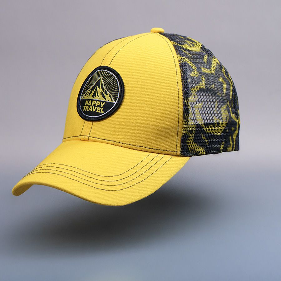 Образец бейсболка CUSTOM MERCH 6 клиньев пластиковая застёжка черный желтый 58 см - фото 4