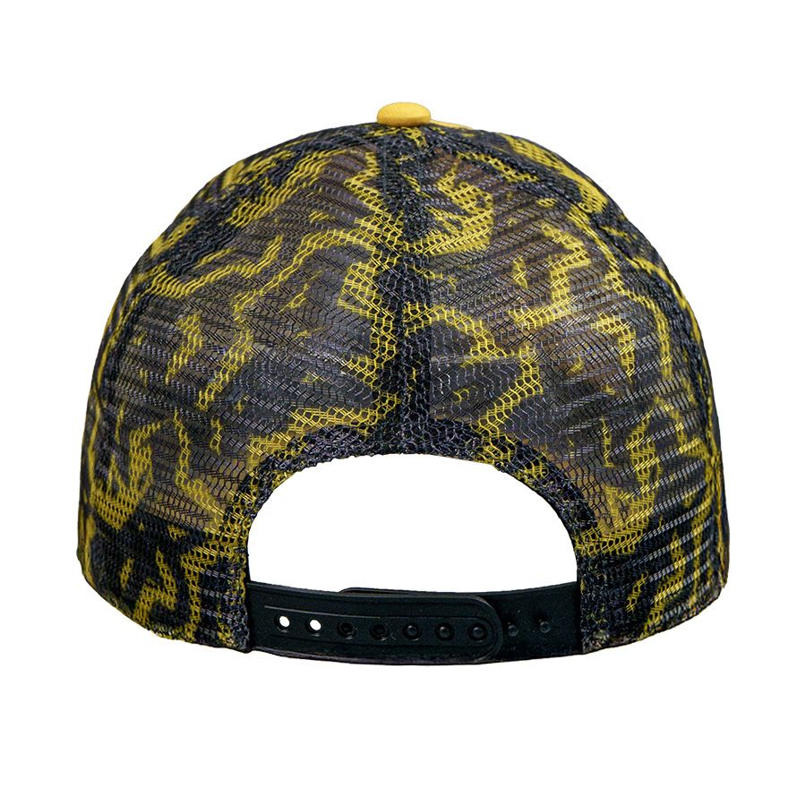 Образец бейсболка CUSTOM MERCH 6 клиньев пластиковая застёжка черный желтый 58 см - фото 6