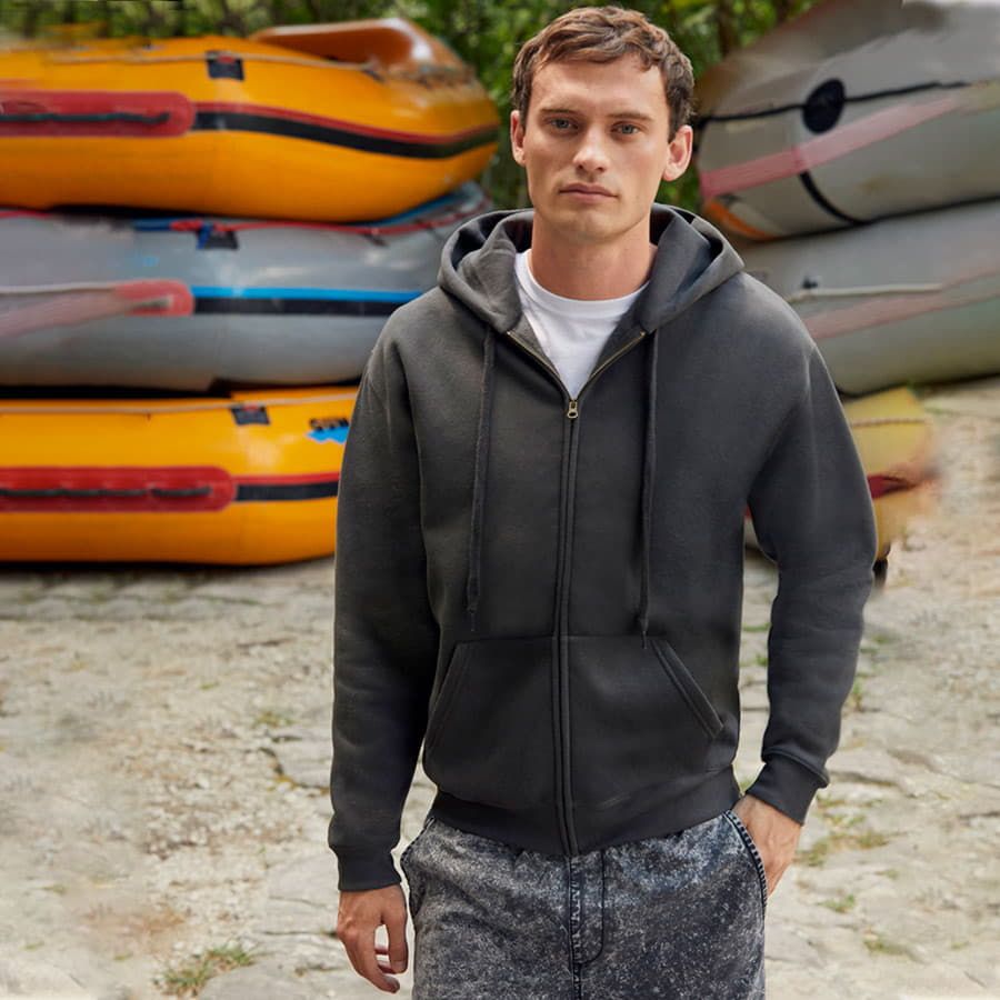 Толстовка с начесом PREMIUM HOODED SWEAT JACKET 280 красный S - фото 6