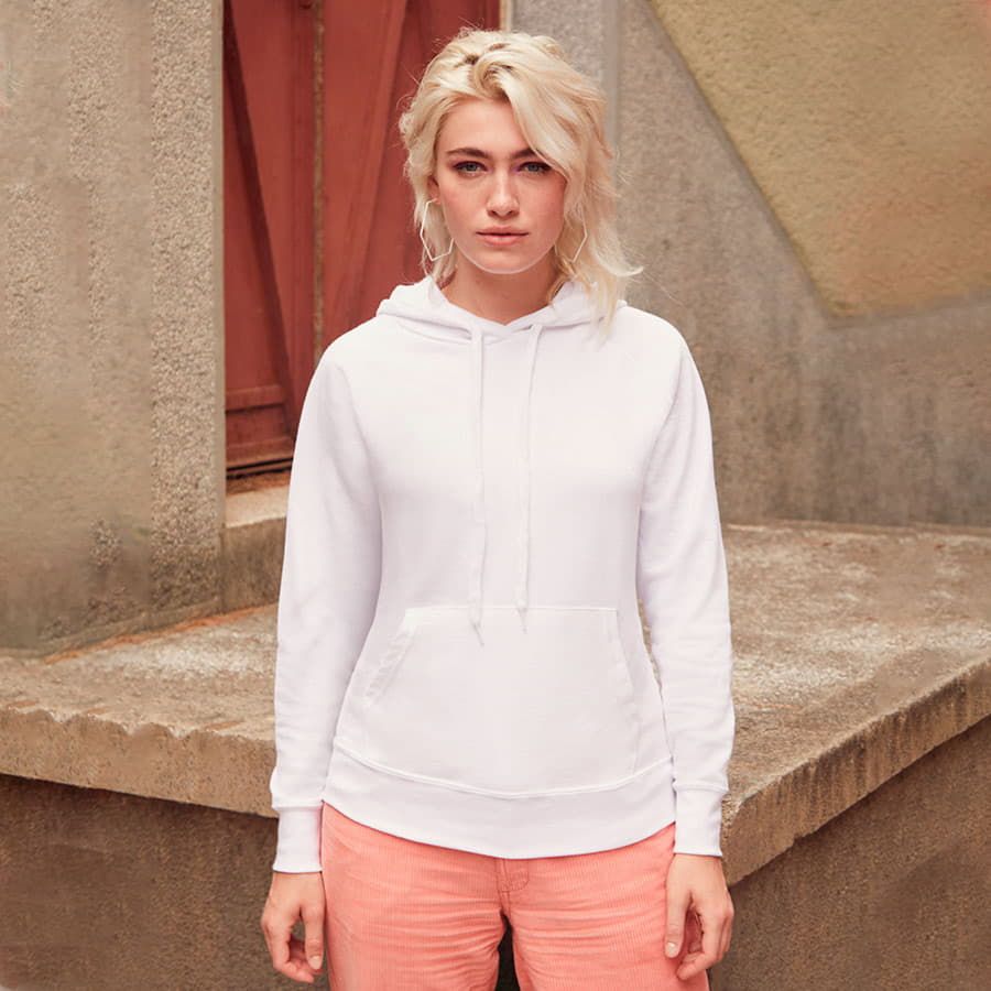 Толстовка женская без начеса LIGHTWEIGH HOODED SWEAT 240 белый M - фото 2