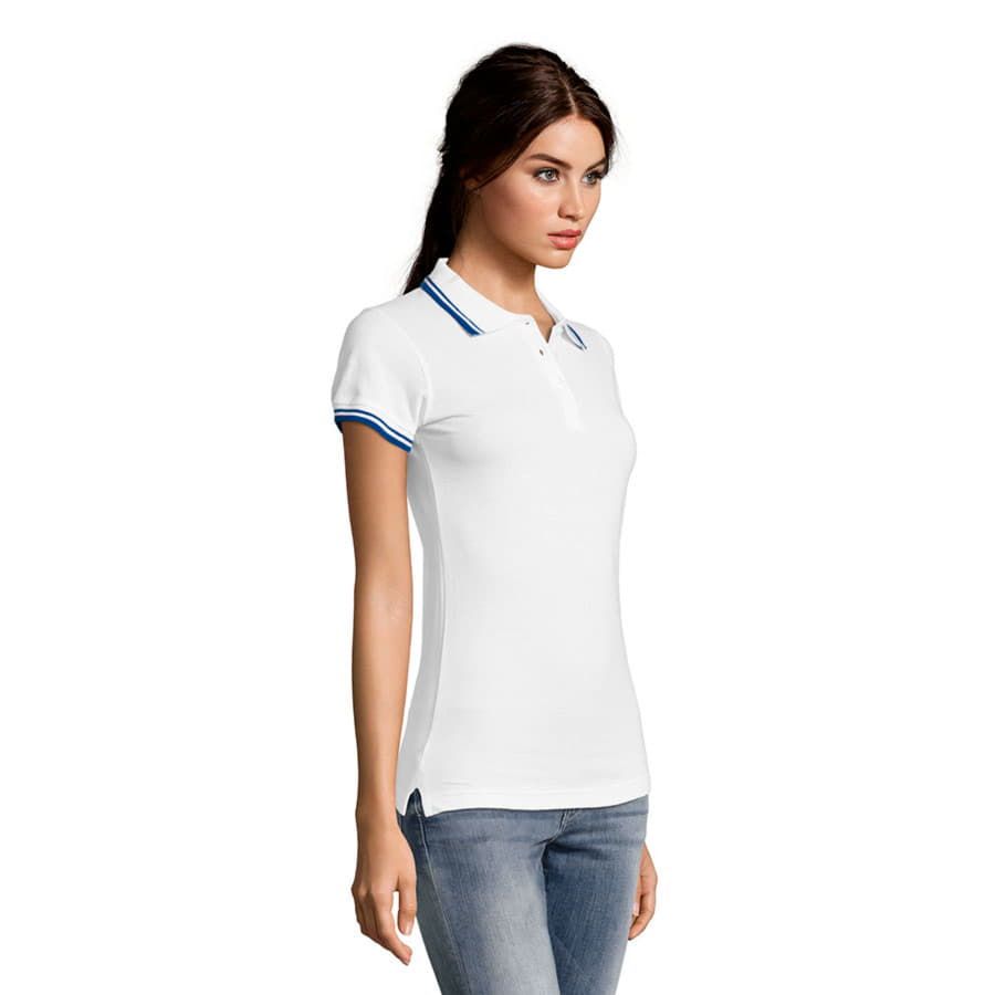Поло женское PASADENA WOMEN 200 белый темно-синий L - фото 2
