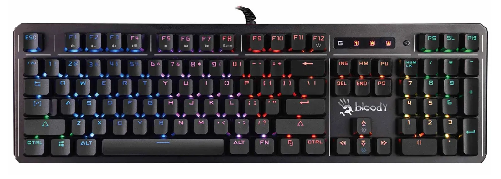 Клавиатура A4Tech B975 механическая черный USB Multimedia for gamer LED подставка для запястий кабель 1.8м - фото 2