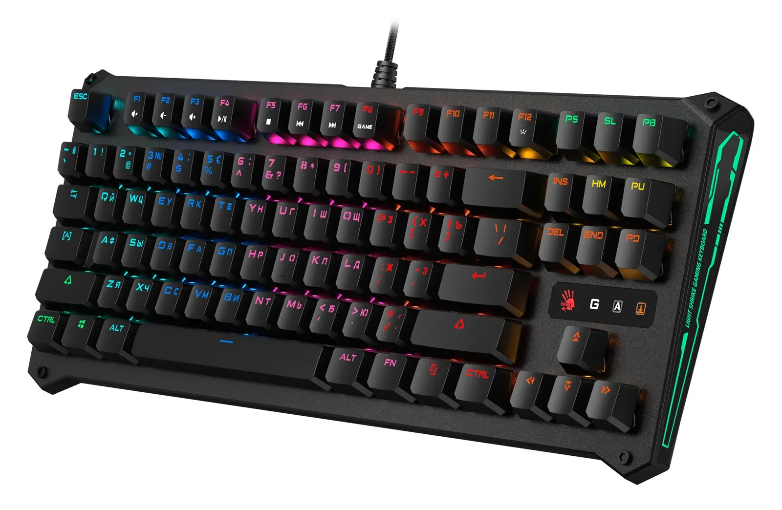 Клавиатура A4Tech B930 механическая черный USB Multimedia for gamer LED кабель 1.8м - фото 3