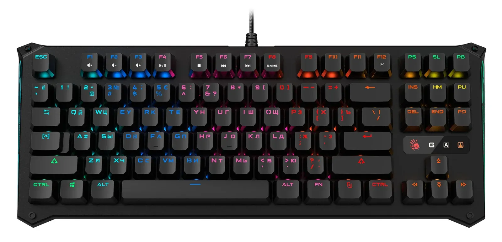 Клавиатура A4Tech B930 механическая черный USB Multimedia for gamer LED кабель 1.8м - фото 6