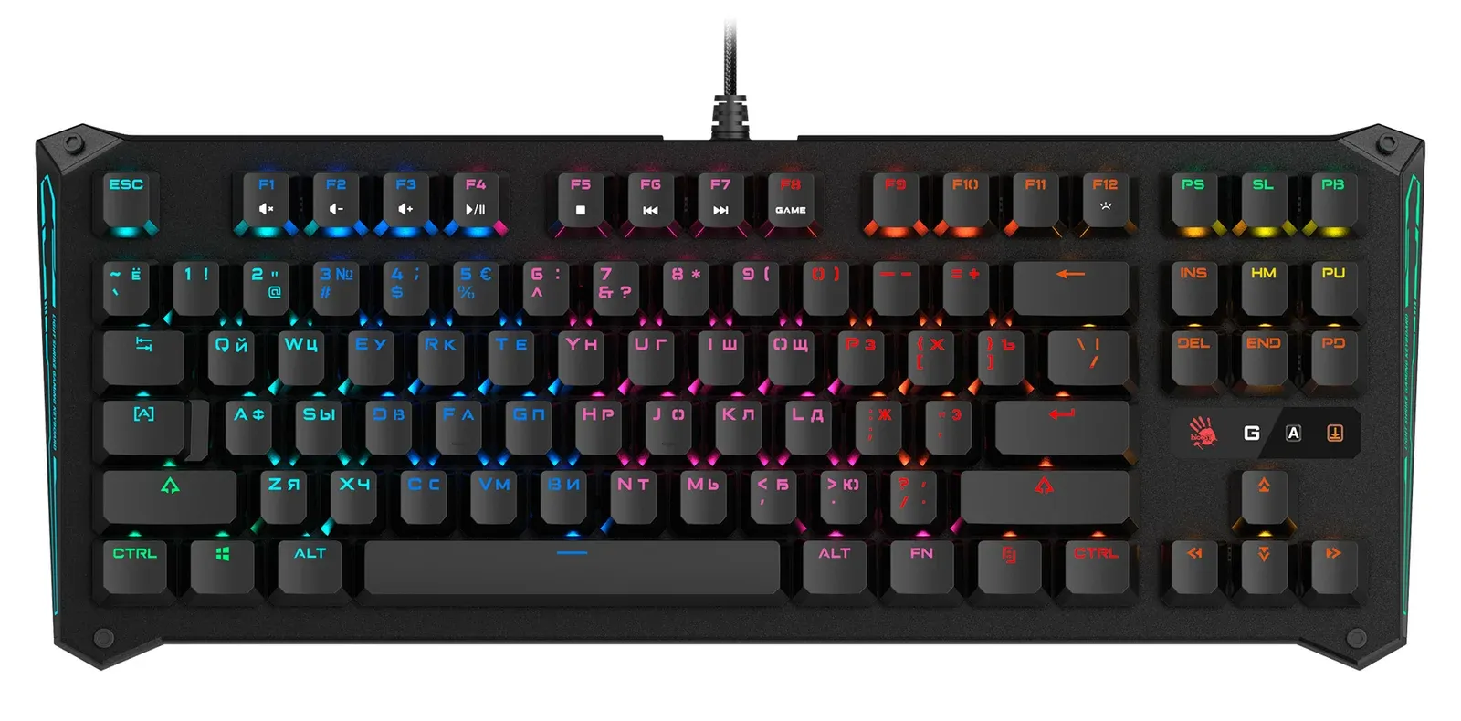 Клавиатура A4Tech B930 механическая черный USB Multimedia for gamer LED кабель 1.8м - фото 7
