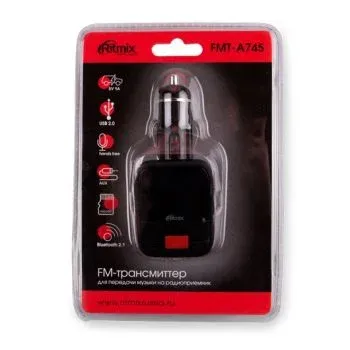 Автомобильный FM-модулятор Ritmix FMT-A745 черный SD BT USB 15119074 - фото 4