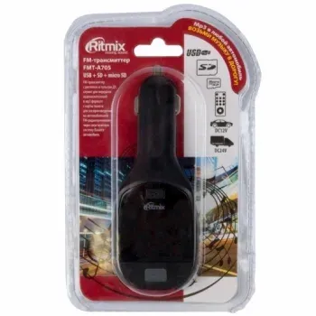 Автомобильный FM-модулятор Ritmix FMT-A705 черный SD/MicroSD USB PDU 15118383 - фото 7