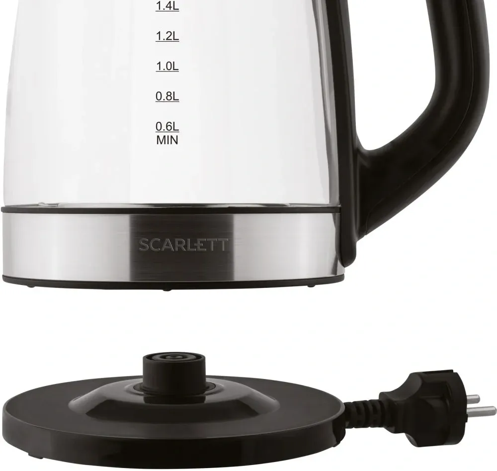 Чайник электрический Scarlett SC-EK27G19 2.2л. 2200Вт черный/серебристый корпус: стекло/металл/пластик EK27G19 - фото 6