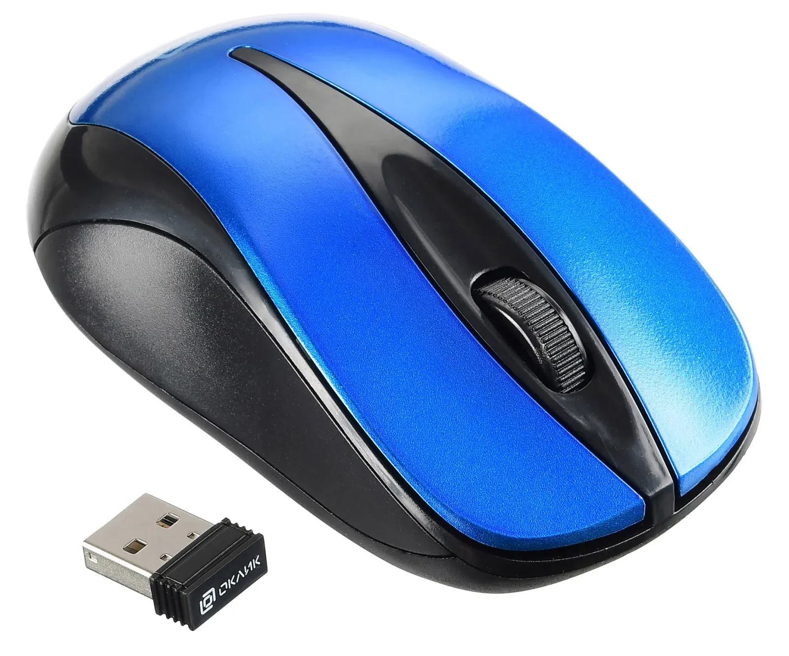 Мышь Оклик 675MW черный/синий оптическая 1200dpi беспров. USB для ноутбука 3but 1025918 - фото 2