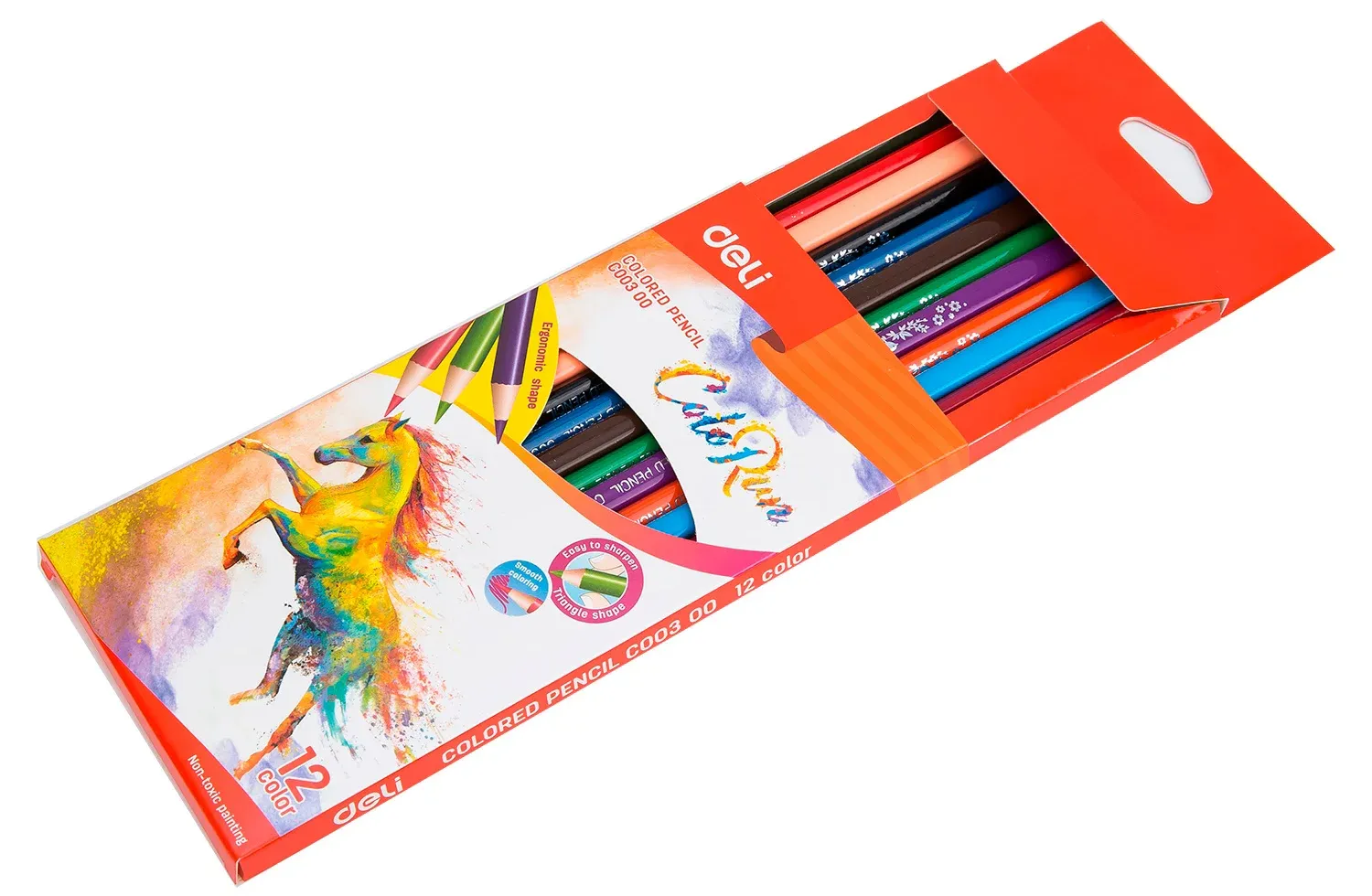Карандаши цв. Deli EC00300 ColoRun трехгран. тополь 12цв. коробка/европод. - фото 5
