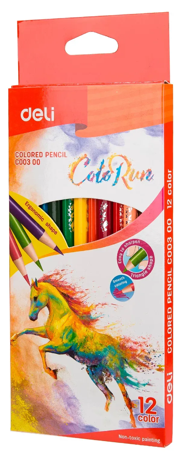 Карандаши цв. Deli EC00300 ColoRun трехгран. тополь 12цв. коробка/европод. - фото 7