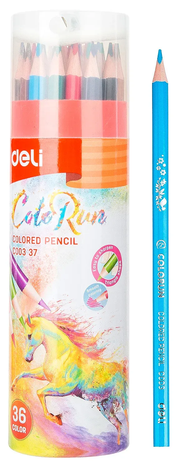 Карандаши цв. Deli EC00337 ColoRun трехгран. 36цв. карт.тубус - фото 3
