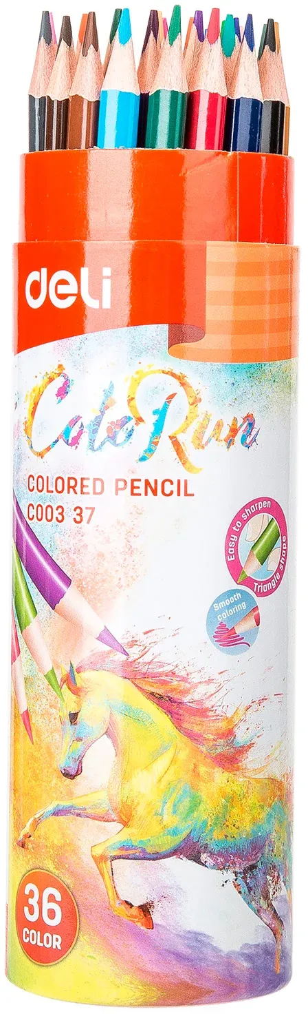 Карандаши цв. Deli EC00337 ColoRun трехгран. 36цв. карт.тубус - фото 5