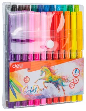 Фломастеры Deli EC10023 ColoRun Вентилируемый 24цв. пакет с европодвесом - фото 3