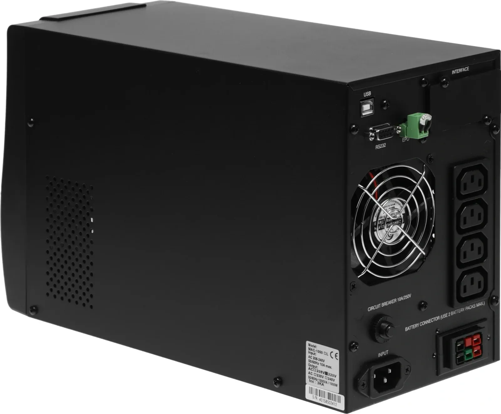 Источник бесперебойного питания Powercom Macan MAC-1000 1000Вт 1000ВА черный - фото 3