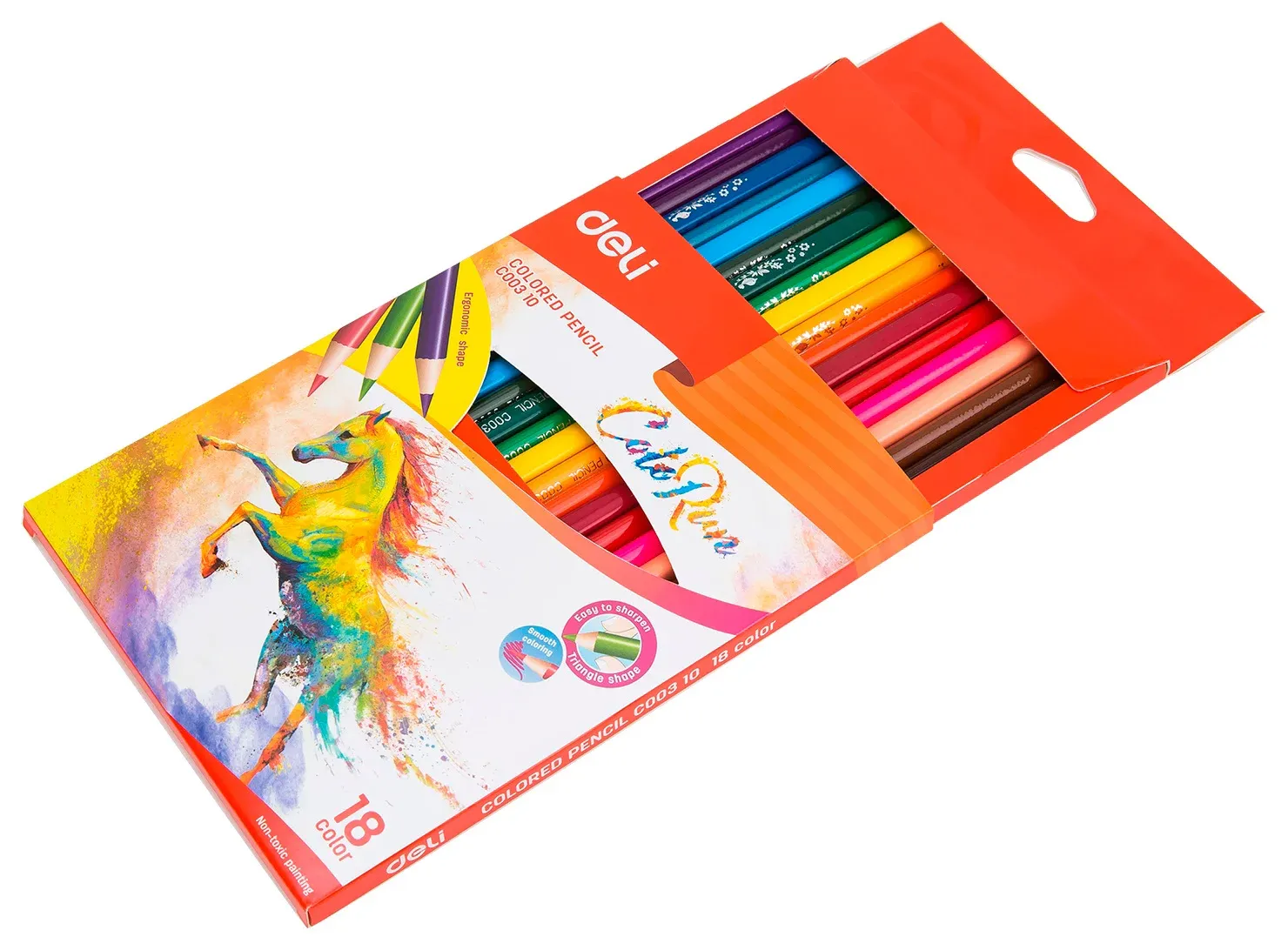 Карандаши цв. Deli EC00310 ColoRun тополь 18цв. коробка/европод. - фото 2