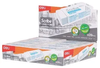 Ластик Deli Scribe EH00210 Scribe 54х20х10мм белый картон.кор. - фото 3