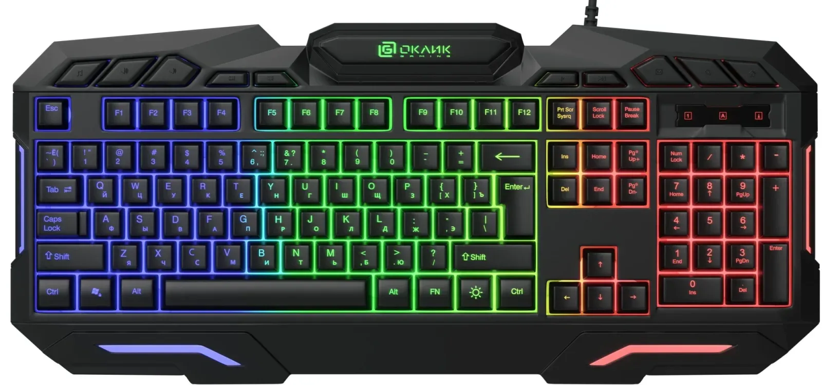 Клавиатура Оклик 700G Dynasty черный USB Multimedia for gamer LED 1061657 кабель 1.6м - фото 7