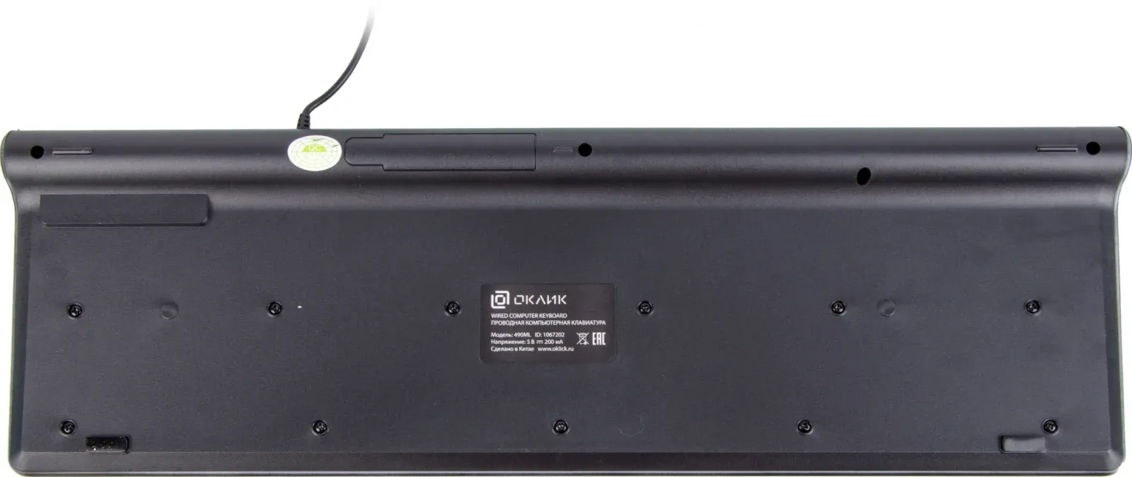 Клавиатура Оклик 490ML черный USB slim Multimedia LED 1067202 кабель 1.5м - фото 4
