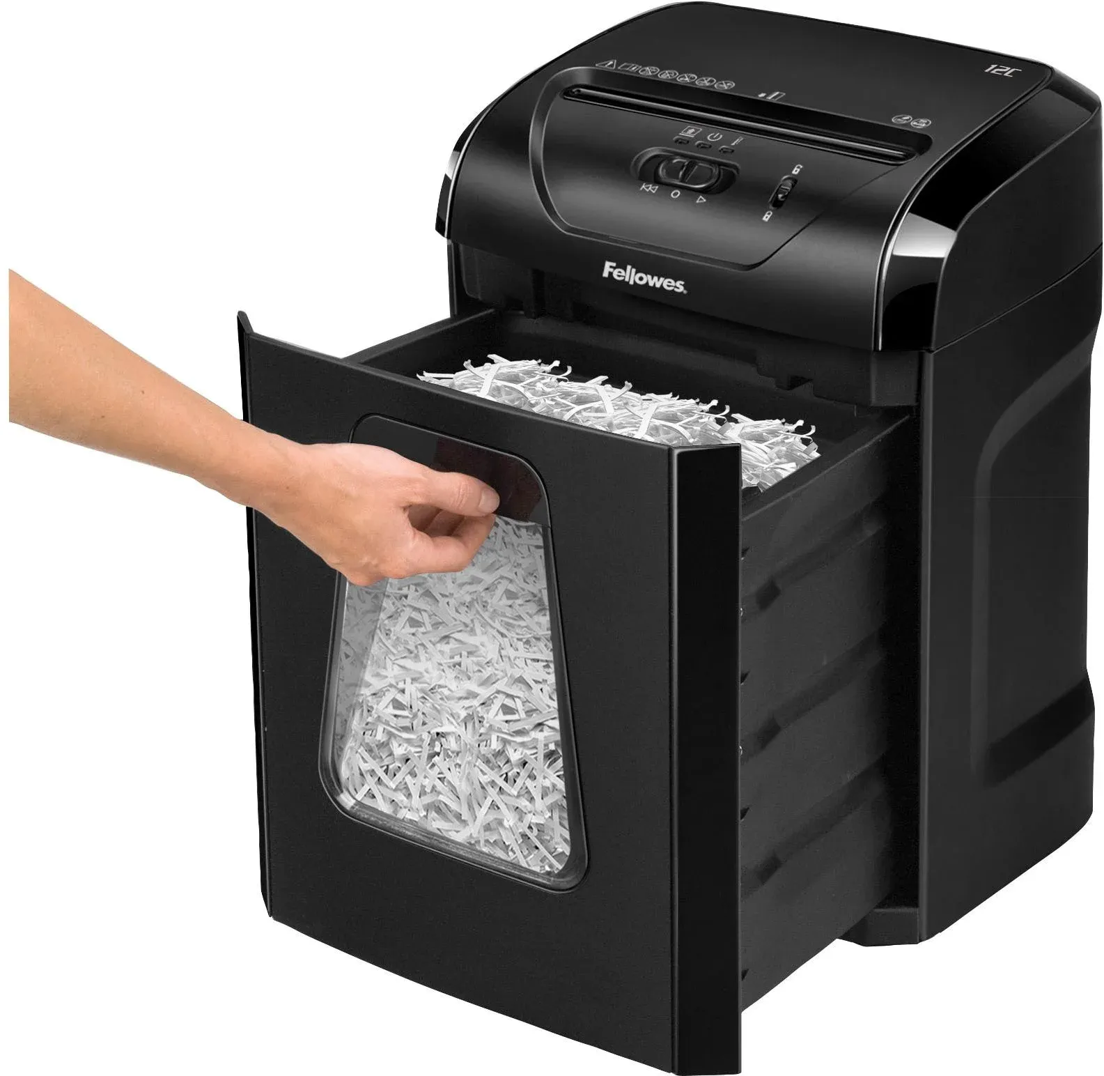 Шредер Fellowes PowerShred 12C секр.P-4 фрагменты 12лист. 18лтр. скобы пл.карты - фото 3