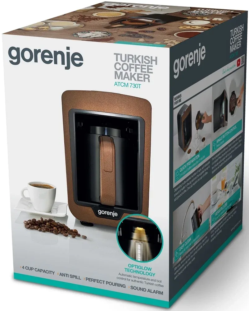 Кофеварка Электрическая турка Gorenje ATCM730T 730Вт медный/черный - фото 1