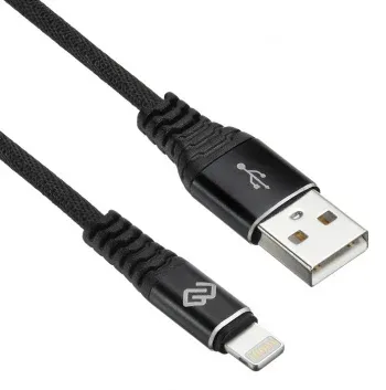 Кабель Digma LIGHT-3M-BRAIDED-BLK USB m-Lightning m 3м черный - фото 6