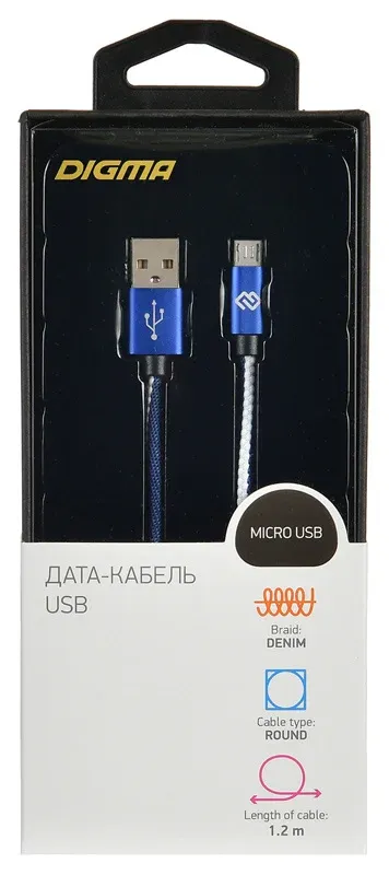 Кабель Digma MICROUSB-1.2M-BRAIDED-BL USB m-micro USB m 1.2м синий - фото 5