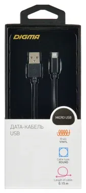 Кабель Digma MICROUSB-0.15M-BLK USB m-micro USB m 0.15м черный - фото 8