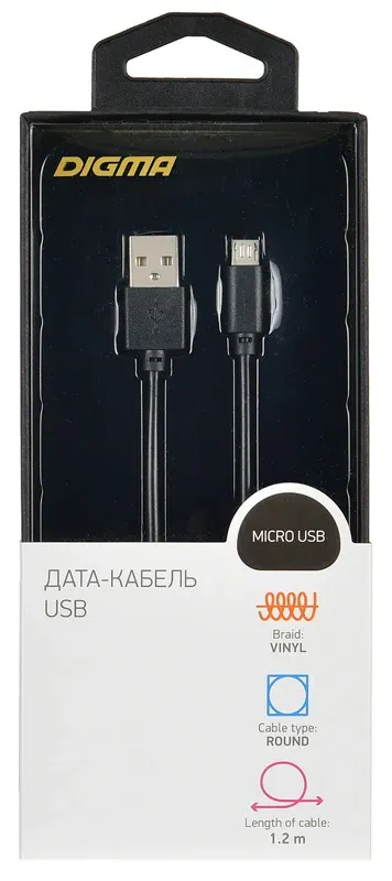 Кабель Digma MICROUSB-1.2M-BLK USB m-micro USB m 1.2м черный - фото 4
