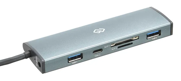 Стыковочная станция Digma HUB-2U3.0CCR-UC-G HUB-2U3.0СCR-UC-G, серый - фото 6