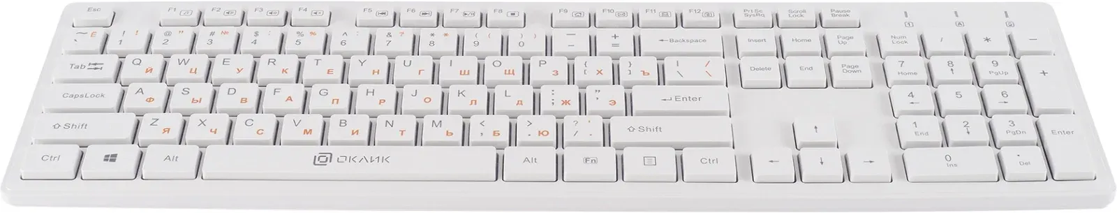 Клавиатура + мышь Оклик 240M клав:белый мышь:белый USB беспроводная slim Multimedia 1091258 - фото 1