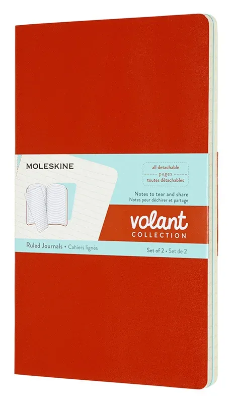 Блокнот Moleskine VOLANT QP721F16B24 Large 130х210мм 96стр. линейка мягкая обложка оранжевый/голубой 2шт - фото 5