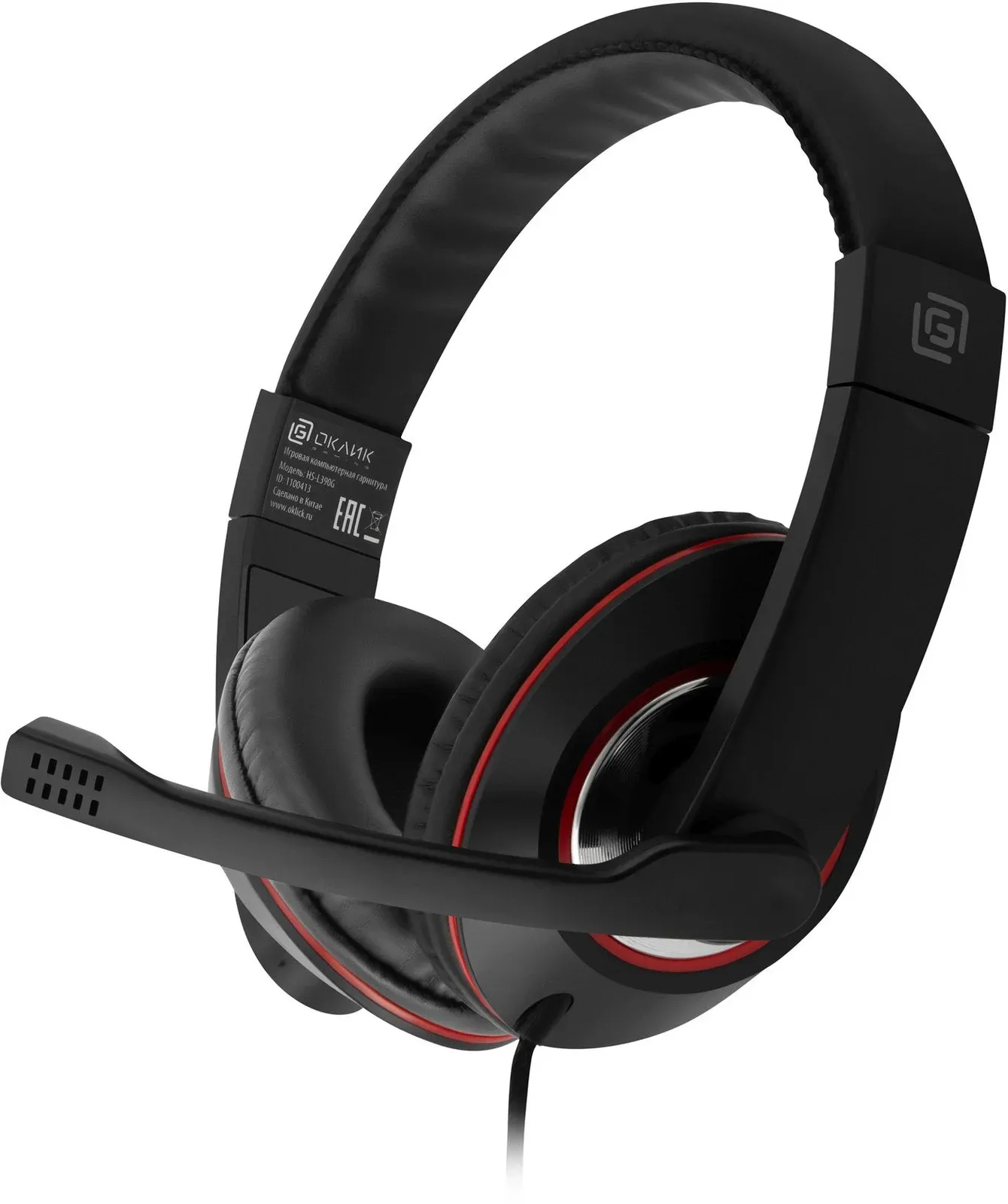 Наушники с микрофоном Оклик HS-L390G DRAGON черный/красный 1.8м мониторные оголовье 1100413 - фото 4