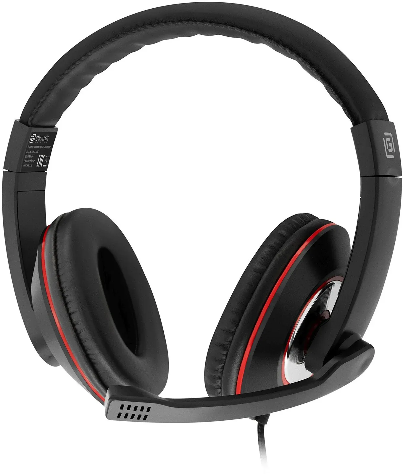 Наушники с микрофоном Оклик HS-L390G DRAGON черный/красный 1.8м мониторные оголовье 1100413 - фото 5