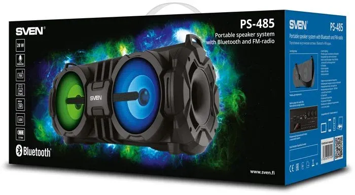 Колонка порт. Sven PS-485 черный 28W 2.0 BT/USB 10м SV-017408 - фото 2