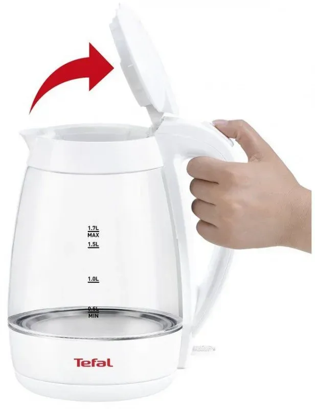 Чайник электрический Tefal KO450132 1.7л. 2200Вт белый корпус: стекло/пластик 8010000464 - фото 4