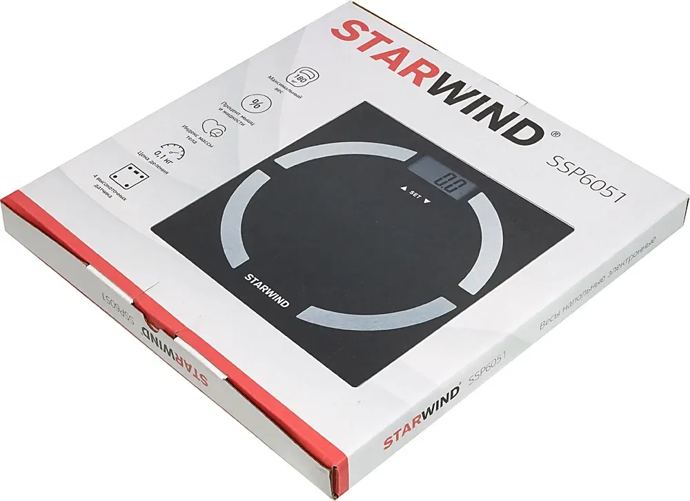 Весы напольные электронные Starwind SSP6051 макс.180кг черный - фото 7