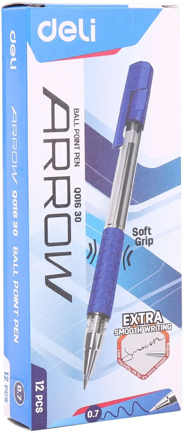 Ручка шариков. Deli Arrow EQ01630 прозрачный/синий d=0.7мм син. черн. резин. манжета - фото 6