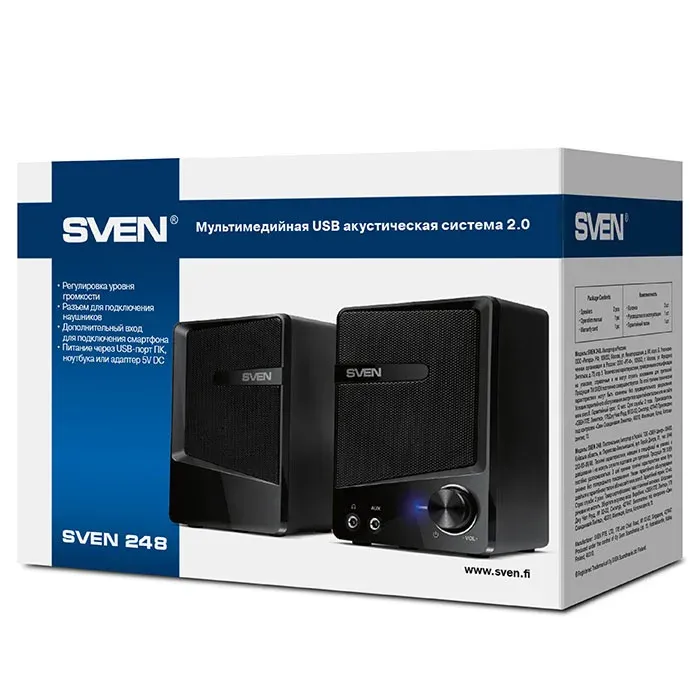 Активные 2.0 SVEN 248 черный - фото 2