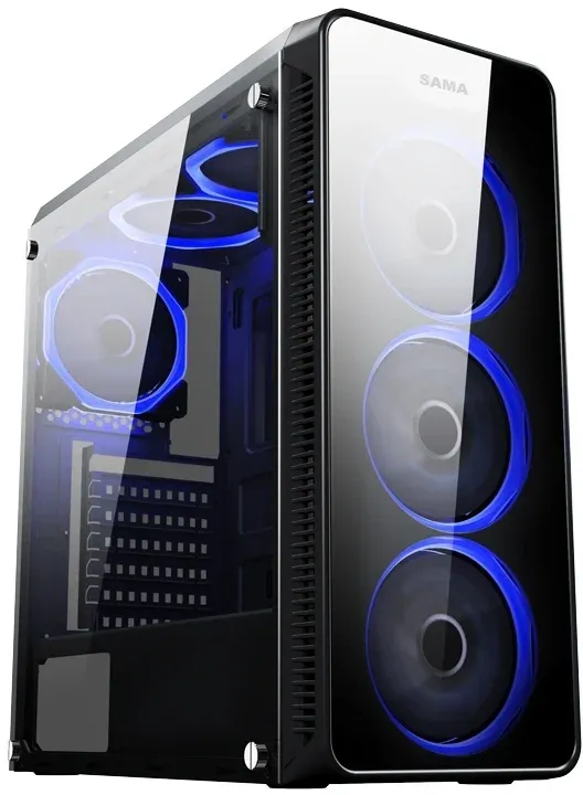 Корпус Accord JP-X черный без БП ATX 6x120mm 2xUSB2.0 1xUSB3.0 audio bott PSU - фото 1