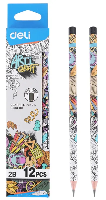 Карандаш ч/г Deli EU53300-1 Arti Graff 2B шестигран. тополь кор.европод. 1шт - фото 5