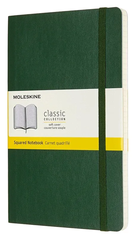 Блокнот Moleskine CLASSIC SOFT QP617K15 Large 130х210мм 192стр. клетка мягкая обложка зеленый - фото 1