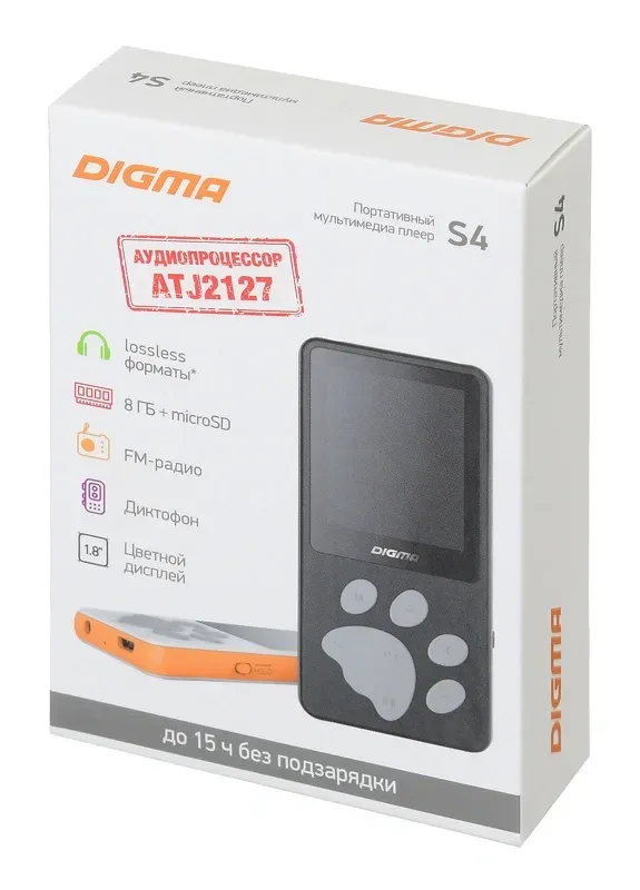 Плеер Hi-Fi Flash Digma S4 8Gb черный/серый/1.8/FM/microSDHC - фото 6