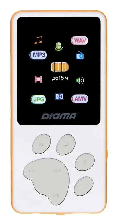 Плеер Hi-Fi Flash Digma S4 8Gb белый/оранжевый/1.8/FM/microSDHC - фото 2